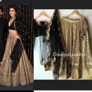 Buy Lehenga Blouse Black and Gold Online In India -  India