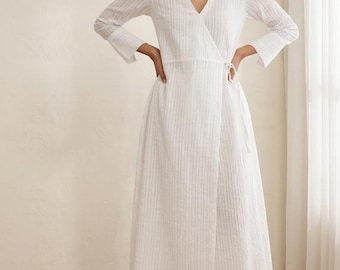 Linen Cotton Tunic Set Women's Wrap Kurta Palazzo Pants