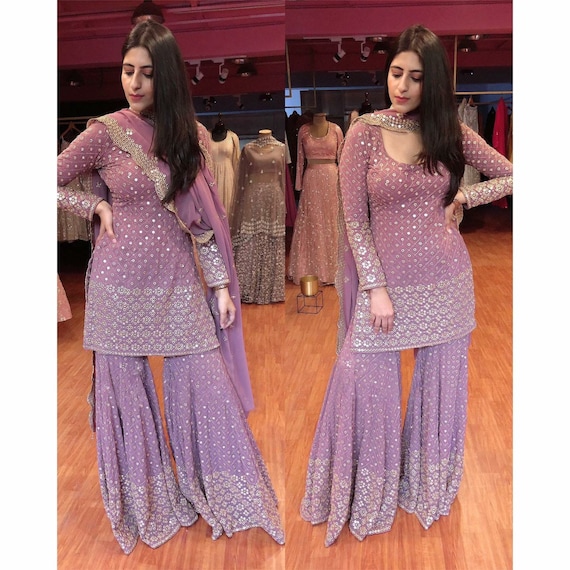Purple sharara best sale suit