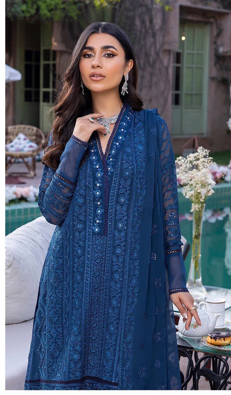 Blue Salwar Kameez Pakistani Long Suits - Etsy
