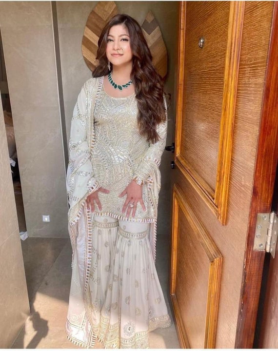 Elegant White Floral Salwar Suit, Indian Pakistani Wedding Reception Party  Wear Suit, Punjabi Suit, Stitched Salwar Kameez - Etsy Sweden