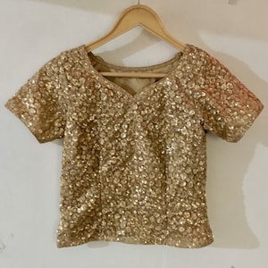 Golden sequins indian blouses for Saree stitched choli lehnga