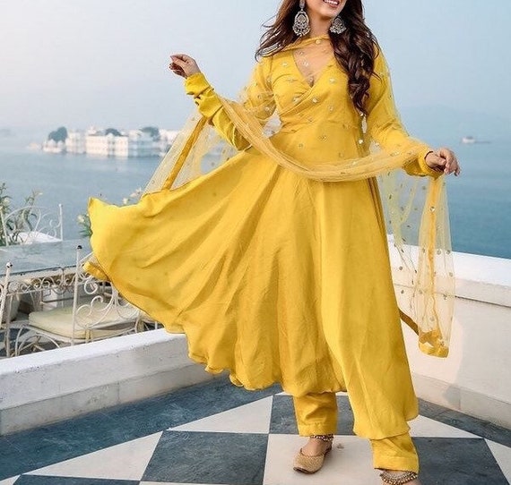 Mustard Yellow Anarkali Set – Label Shaurya Sanadhya-nttc.com.vn