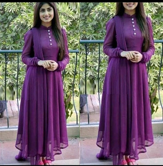 Plain Georgette Anarkali Suit, multi Colour at Rs 1300 in Mumbai | ID:  2851681484291