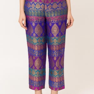Readymade Brocade pants for women indian leggings custom stitched party trousers trendy indian outfits