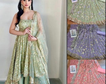 Punjabi Anarkali suit salwar kameez Pakistani high low wedding dress