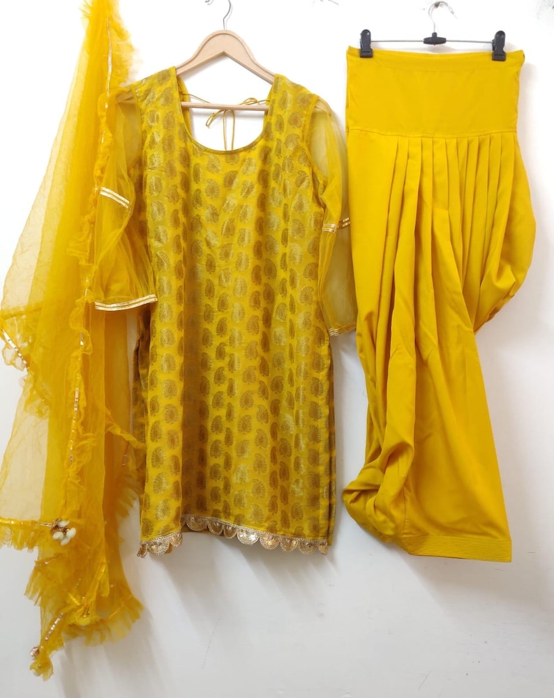 Yellow Punjabi suit Patiala Salwar Suits Shalwar Kameez for women Girls image 3