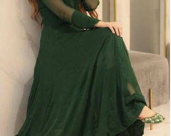emerald green colour dress