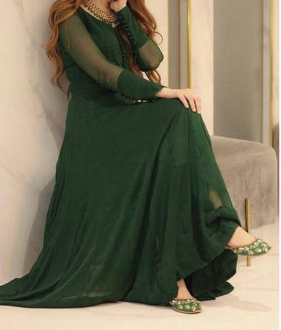 Green Georgette Anarkali Salwar Kameez – Mindhal