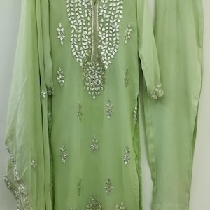 Plazzo salwar kameez Pakistani Suits chiffon Gota Patti suit heavy embroidery unstitched dress material
