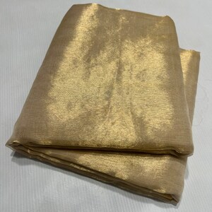 Pure Silk Sari Indian Vintage Sarees for Women Metallic Gold Handloom