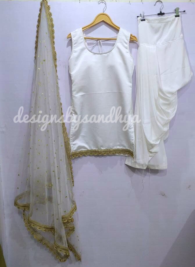 White Silk Patiala Punjabi Salwar Kameez Stitched Readymade - Etsy