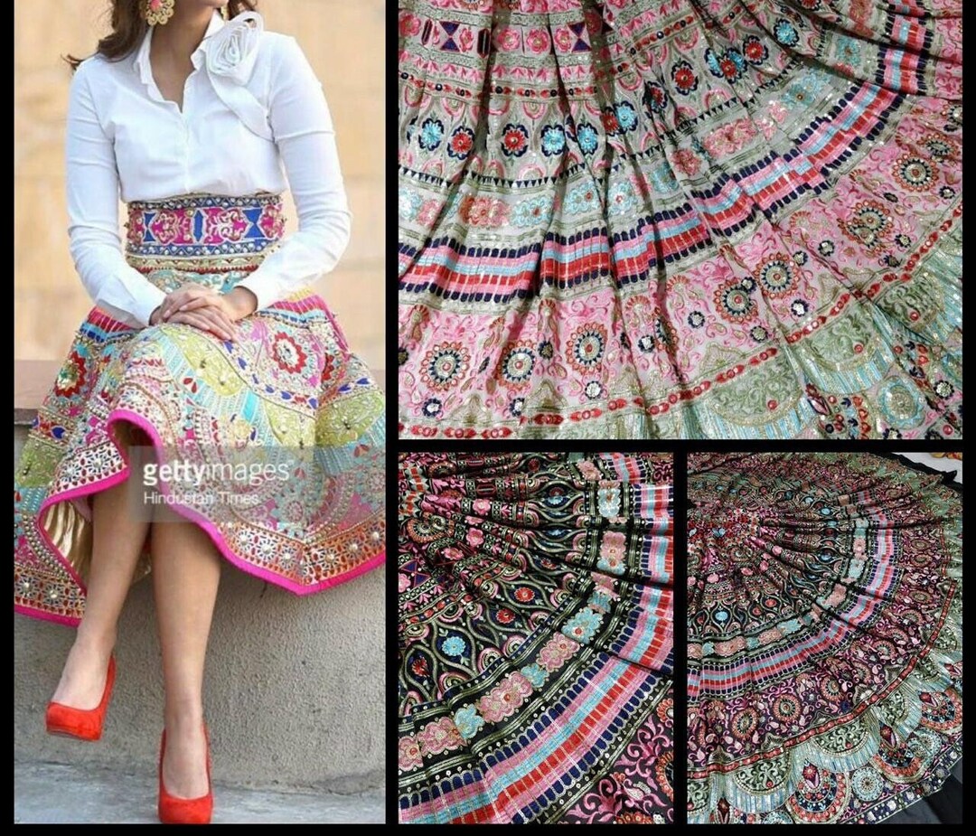 Embroidered Skirt for Women Knee Length Indo Western Outfits Embroidered Skirt for Women Knee Length Indo Western Outfits