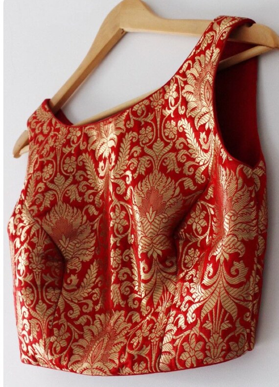 Red Banarasi Readymade Blouse for Saree - Etsy
