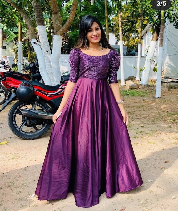 Buy Silk Wedding Wear Anarkali Gown In Wine Colour Online - LSTV05428 |  Andaaz Fashion