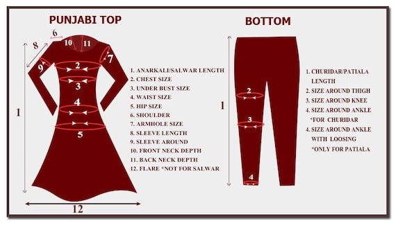 Ladies Suit Measurement Chart In Punjabi Salwar Kameez Measurement - Main Image