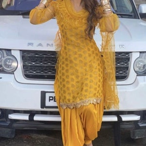 Yellow Punjabi suit Patiala Salwar Suits Shalwar Kameez for women Girls