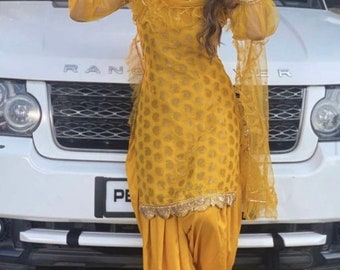 Yellow Punjabi suit Patiala Salwar Suits Shalwar Kameez for women Girls