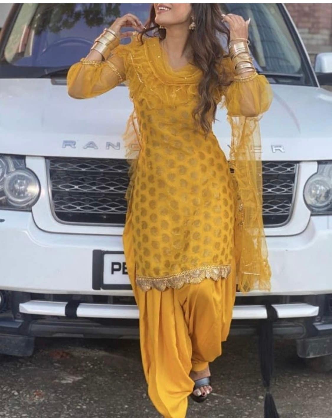 Unstitched Pure Cotton Women Yellow Punjabi Suits Dress Material – Stilento