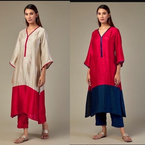 Raw silk kurta women Kurti Palazzo suits salwar kameez set simple wedding dress