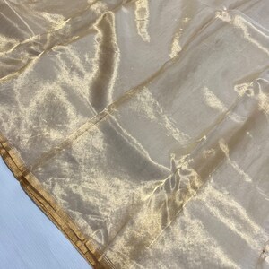 Pure Silk Sari Indian Vintage Sarees for Women Metallic Gold Handloom