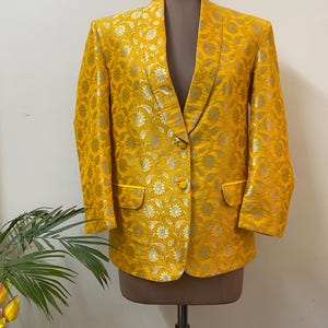 Yellow Brocade jacket Blazer Coat for women men