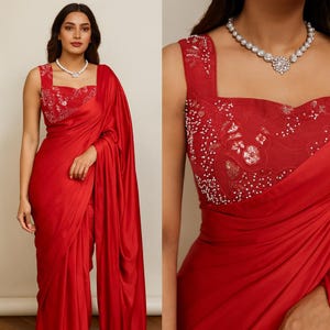 Ready to wear prestitched Saree with blouse for Women Dhoti Saree pleated one minute saree indowestern outfits