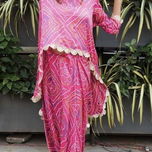 Bandhej Tunic Dhoti salwar kameez for women