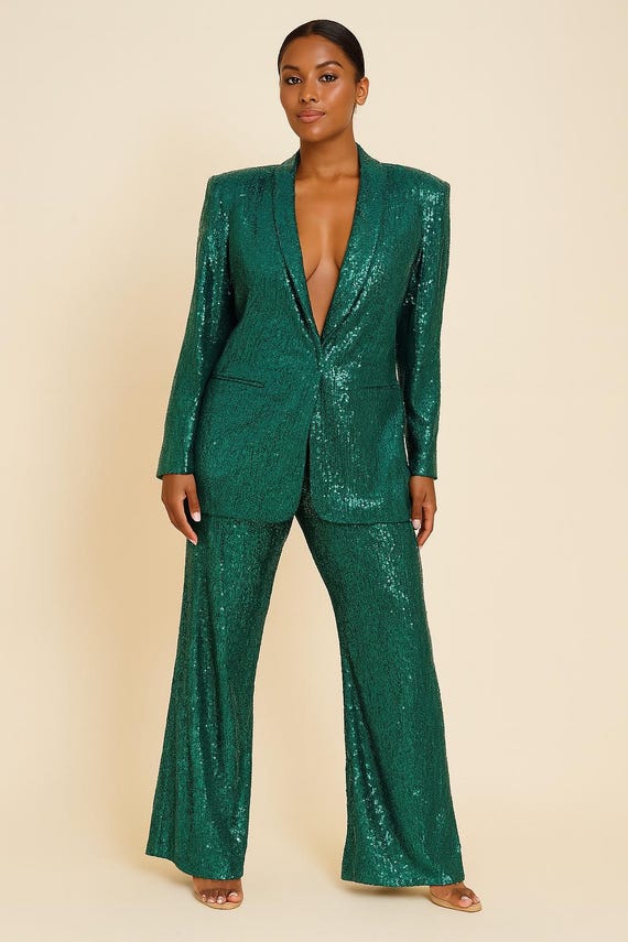 Sequin Blazer Pant Set: Women's Party Wedding Outfit