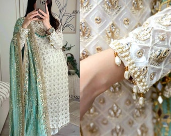 Punjabi suit Plus size Salwar kameez for women Readymade Indian Kurta Pant heavy Dupatta set Custom stitched ethnic wear