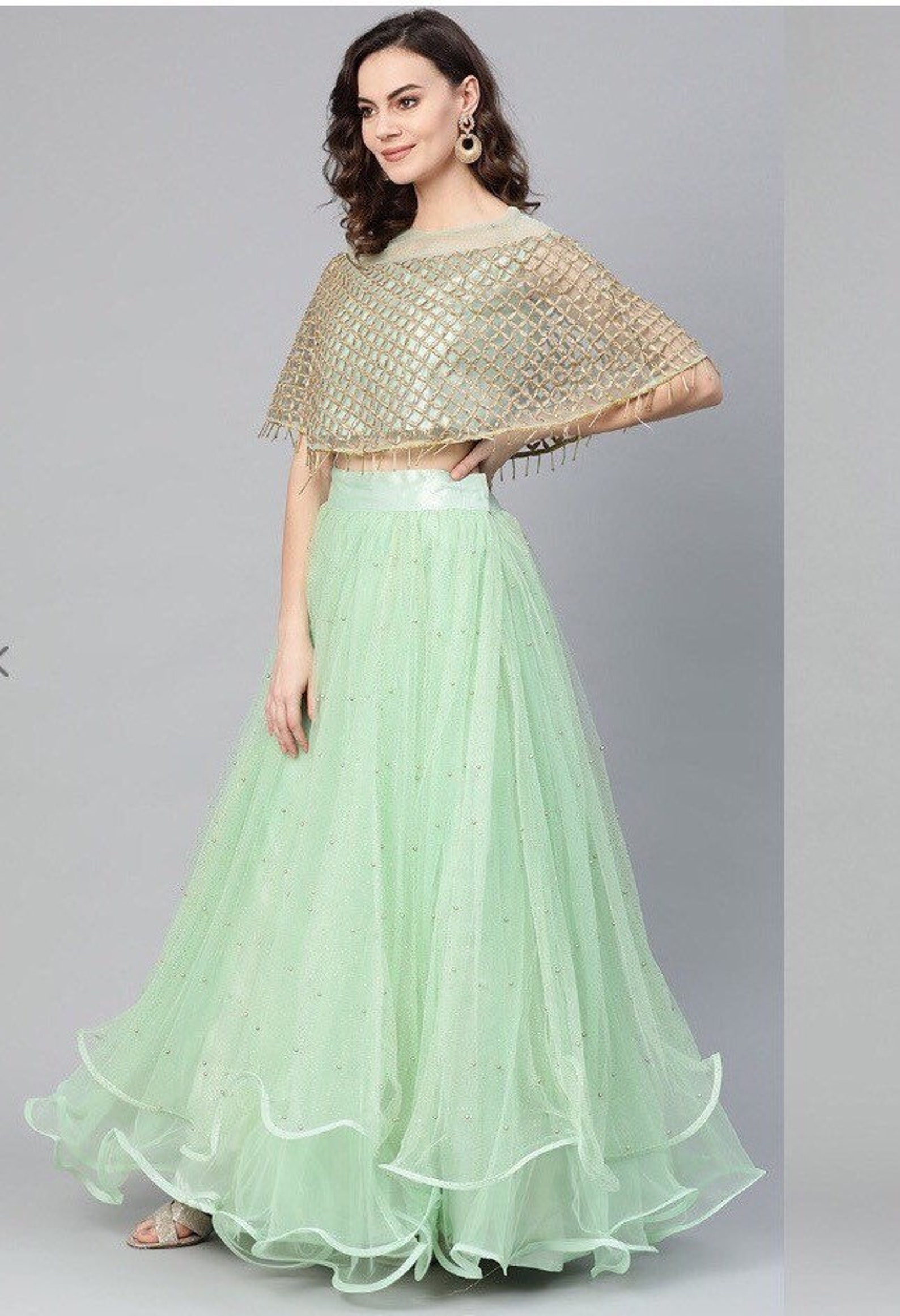 mint green wedding lehenga