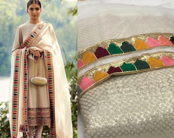 Handmade Georgette Salwar Kameez: Embroidered Indian Dress with Organza Dupatta