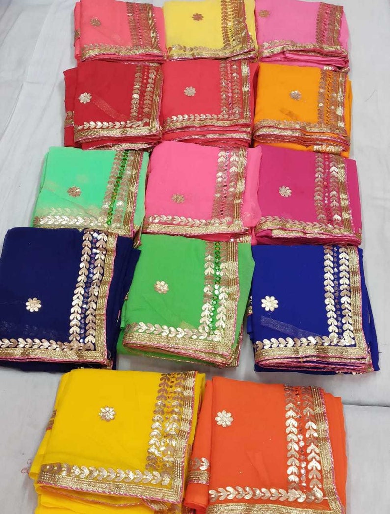 Indian Gotta patti wedding party wear chiffon saree blouse for women designer traditional ethnic sari with blouse