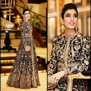 Black anarkali dress for women Indian gown dress pakistani maxi dresses wedding indowestern outfit formal wear gowns