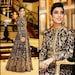 Black thread embroidery silk kaftan gown dress zari indian designer wedding wear women dresses pakistani clothes Anarkali