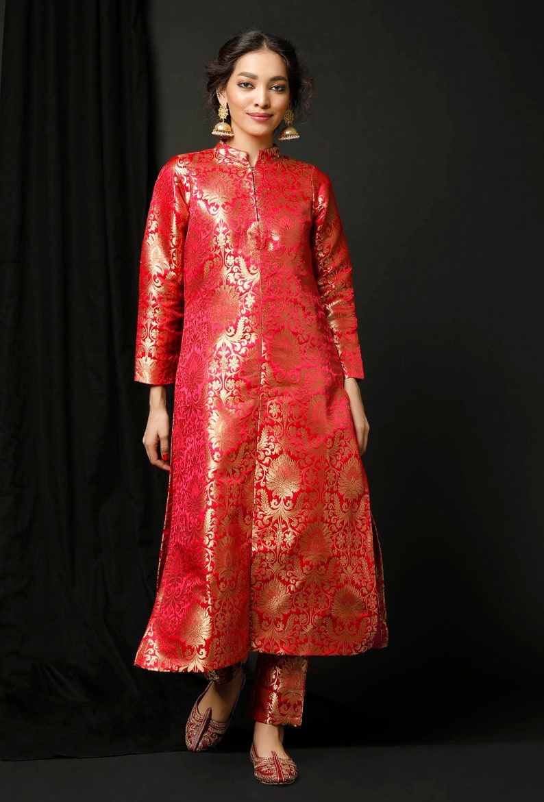 ladies brocade trouser suit