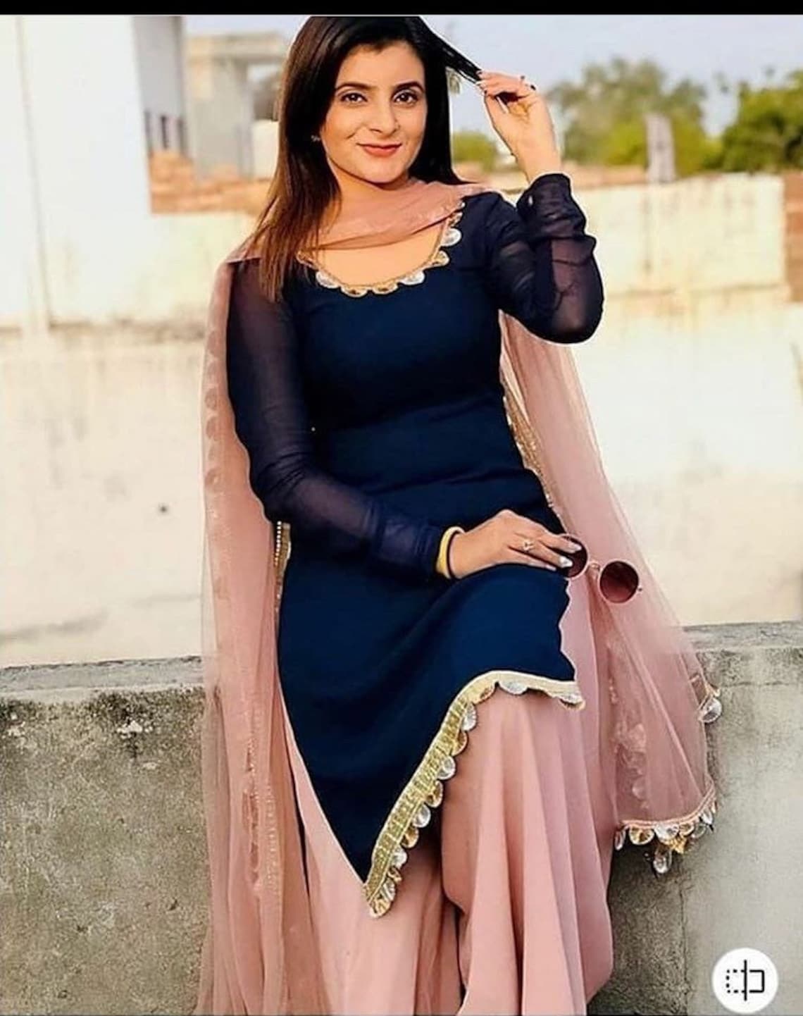 Pink blue patiala punjabi salwar kameez Readymade custom made | Etsy