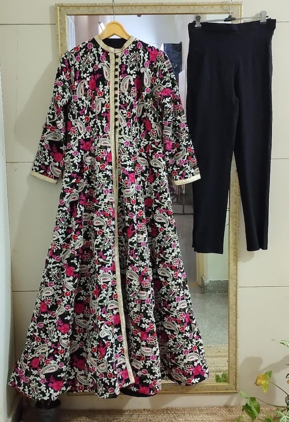 Floral Embroidered Anarkali Gown: Indian Pakistani Wedding Dress