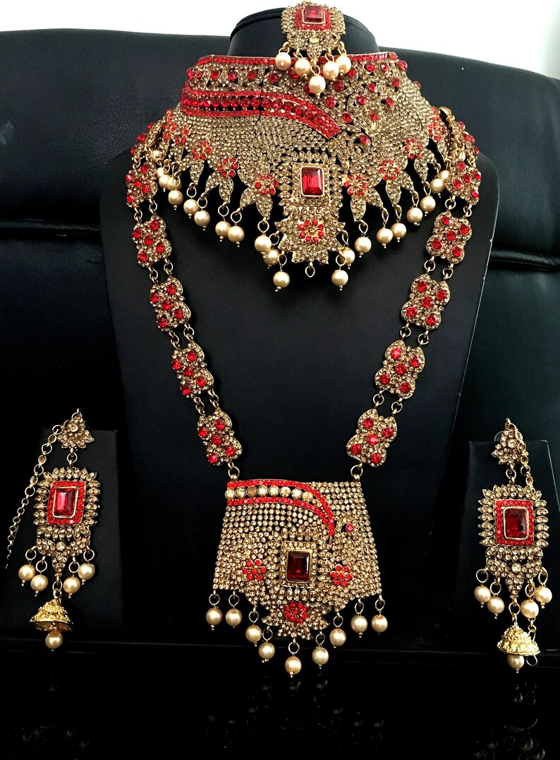 Bridal set kundan polki stone indian necklace choker long earrings with mang tikka women wedding ethnic jewelry Bollywood jewellery sets