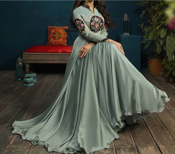 grey ethnic gown