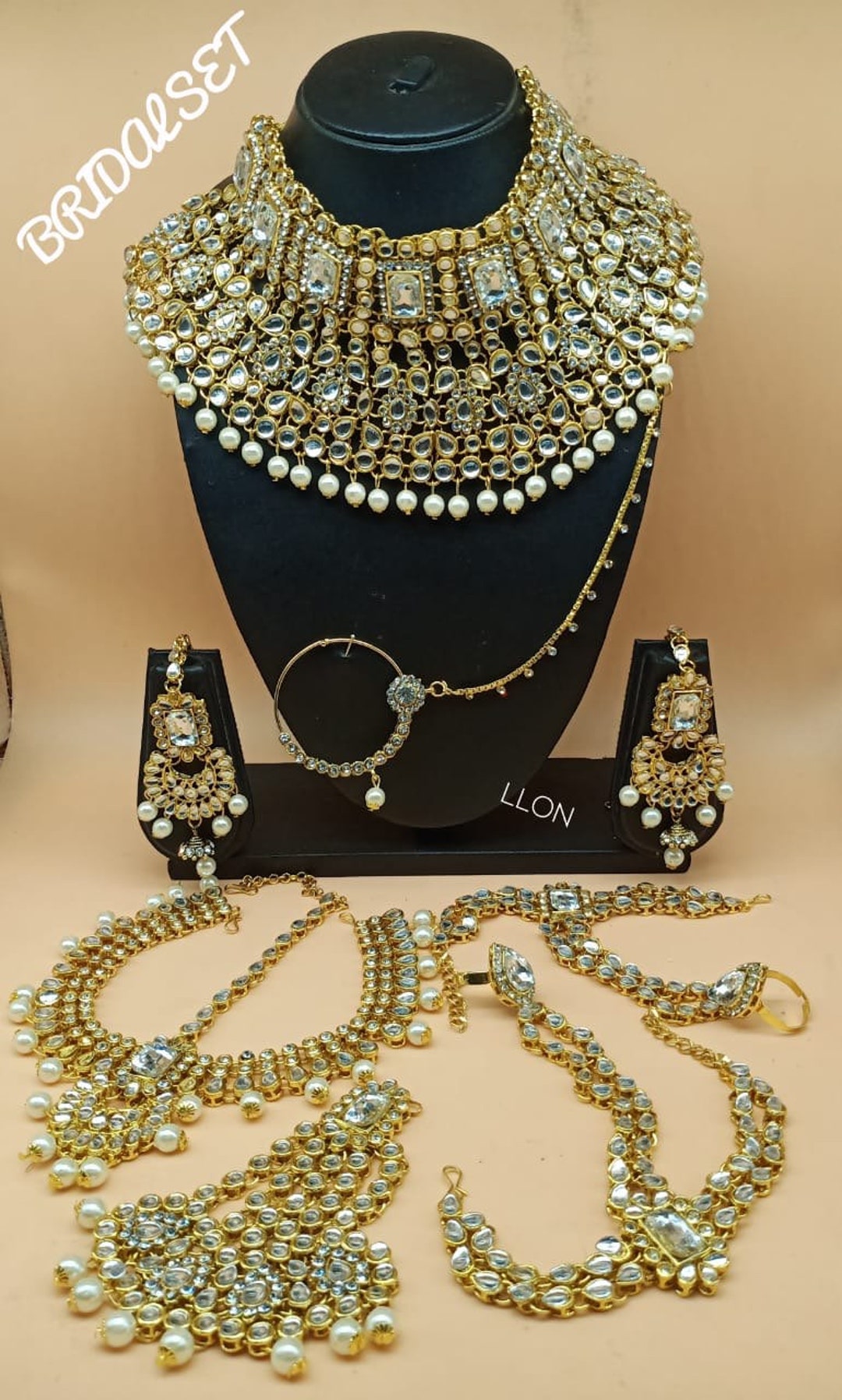 Indian Bridal Jewellery 8 Pcs Set Kundan Polki Choker Matha - Etsy
