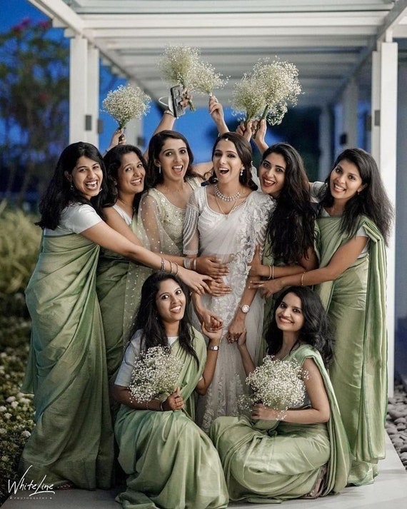 Mitali Custom Thread & Pearl Bridal Saree | Dove White – Evable