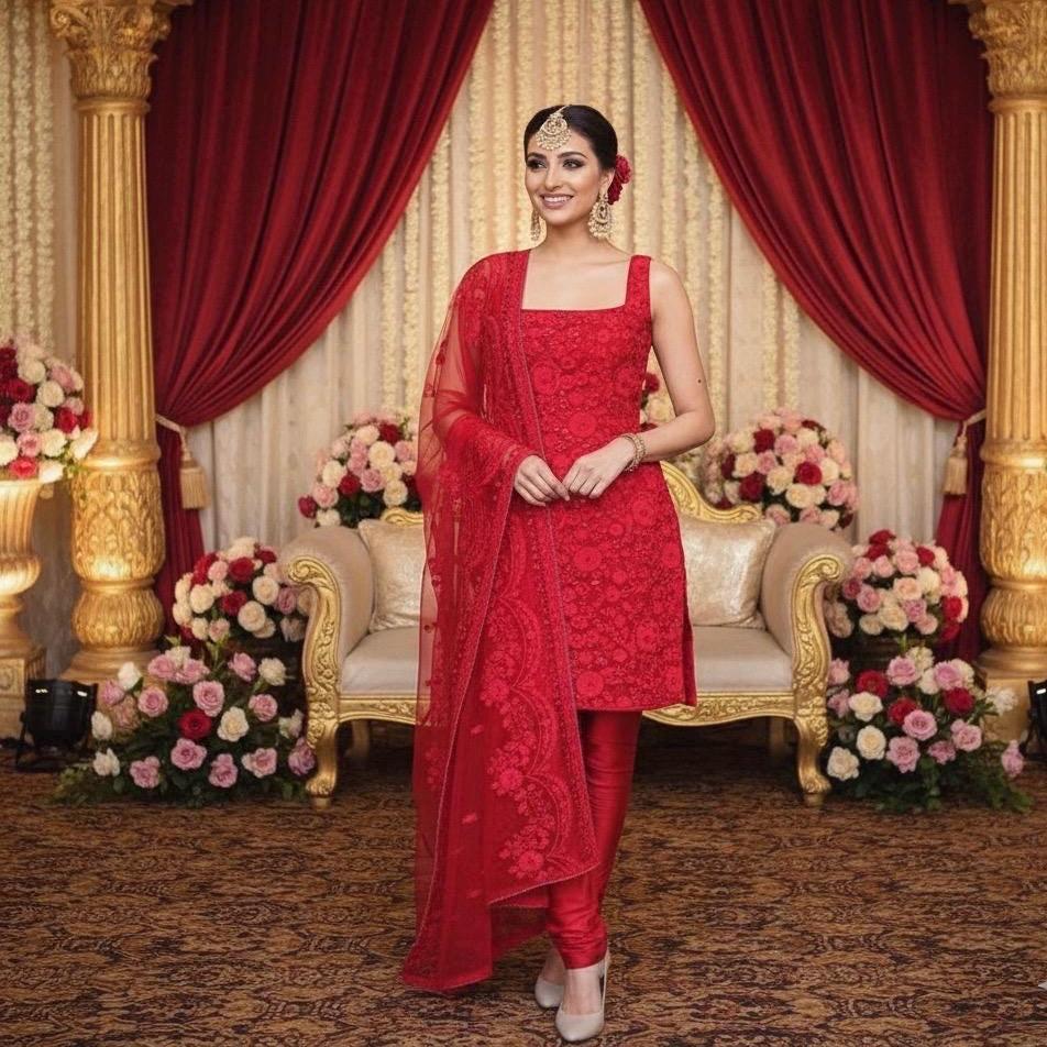 Red Patiala Dress - Etsy