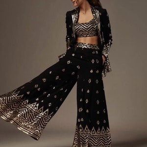 Embroidered pants Womens Wide Trousers Sharara plazzo bell Pant custom made Wedding wear Trousers lower Bottoms