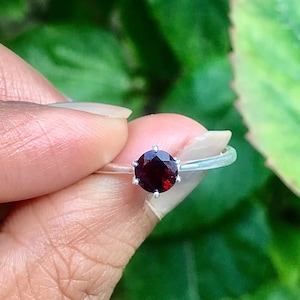 Handmade Garnet Ring: 925 Sterling Silver January Birthstone