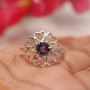Natural Tanzanite Heart Ring: 925 Sterling Silver Handmade Gemstone