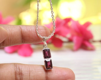 Ciondolo in granato rodolite: ciondolo fatto a mano in argento sterling 925