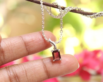 Ciondolo in granato rodolite: ciondolo fatto a mano in argento sterling 925