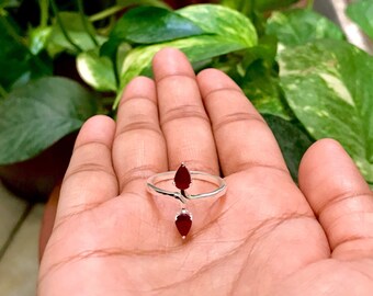 Genuine Ruby Ring Pear Cut Gemstone Ruby Solitaire Ring Anniversary Ring 925 Sterling Silver July Birthstone Single Stone Handmade Ring