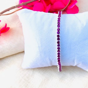 Rhodolite Garnet Tennis Bracelet: 925 Sterling Silver, Handmade